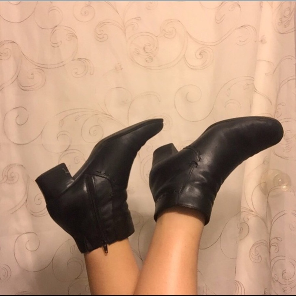 Black leather booties